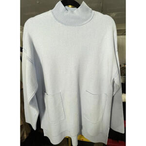 Chico's Women's Mock Neck Pocket Front Pullover Sweater Light Blue Size 2 (US L)